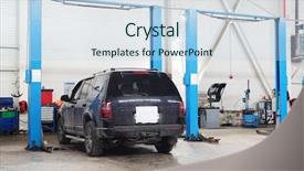  Presentation with mechanic car service repair maintenance - Cool new PPT theme with bodyshop - car in a car repair backdrop and a  colored foreground