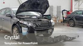  Presentation with repair - Presentation theme featuring bodyshop - car in a car repair background and a  colored foreground
