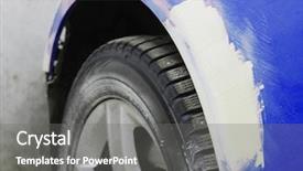  Presentation with body repair - Colorful presentation theme enhanced with bodyshop - car under repair backdrop and a gray colored foreground