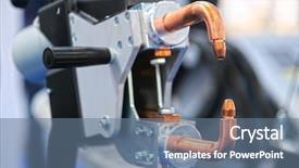  Presentation with welding - PPT theme with bodyshop - image of a welding machine background and a ocean colored foreground