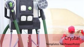  Presentation with power of attitude image - Slide set with bodyshop - image of working painter background and a  colored foreground