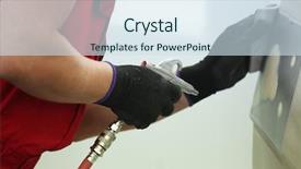  Presentation with power of attitude image - Colorful PPT theme enhanced with bodyshop - image of working painter backdrop and a sky blue colored foreground