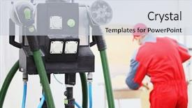  Presentation with body - PPT layouts with bodyshop - interior of a body shop background and a  colored foreground