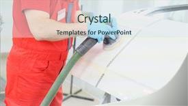  Presentation with body - PPT theme enhanced with bodyshop - painter polishes a car body background and a  colored foreground