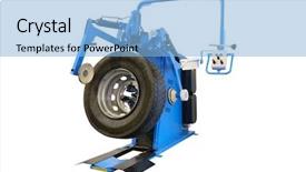  Presentation with tyre - Amazing slides having bodyshop - tyre fitting equipment backdrop and a light blue colored foreground