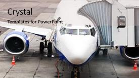  Presentation with airport - Colorful theme enhanced with boeing - airliner parked at the airport backdrop and a soft green colored foreground
