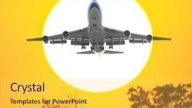  Presentation with fly - Theme enhanced with boeing - airplane fly in sunset background and a yellow colored foreground