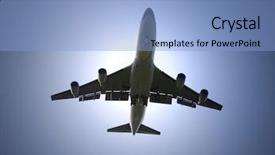  Presentation with fly - PPT theme consisting of boeing - airplane fly under sunlight background and a light blue colored foreground