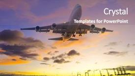  Presentation with airbus a380 airplane noise - PPT layouts featuring boeing - airplane flying over seacoast background and a gray colored foreground
