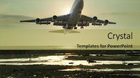  Presentation with ready - Presentation having boeing - airplane ready to landing background and a yellow colored foreground