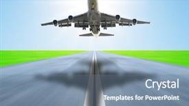  Presentation with runway - PPT layouts having boeing - airplane take off in runway background and a seafoam green colored foreground