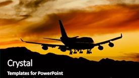  Presentation with land - Cool new presentation theme with boeing - commercial aircraft land backdrop and a black colored foreground