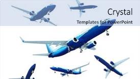  Presentation with jet airplane - Theme featuring boeing - jet airplane landing isolated background and a light blue colored foreground