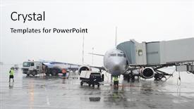  Presentation with aircraft maintenance - Audience pleasing presentation theme consisting of boeing - maintenance of civil aircraft backdrop and a sky blue colored foreground