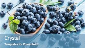  Presentation with blueberries - Colorful PPT layouts enhanced with wooden bowl on the table backdrop and a teal colored foreground