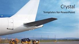  Presentation with tale - Presentation enhanced with bogie - airplane tale and luggage cart background and a light blue colored foreground