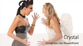  Presentation with devil angel - Beautiful slide deck featuring bogie - devil and angel fighting shouting backdrop and a lemonade colored foreground