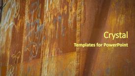  Presentation with old rusty pipe - Slide set enhanced with bogie - grafitti old abandoned train station background and a tawny brown colored foreground