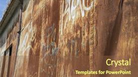  Presentation with old rusty pipe - Theme having bogie - old abandoned train station rusty background and a  colored foreground