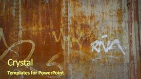  Presentation with old rusty pipe - Slide deck enhanced with bogie - old abandoned train station rusty background and a tawny brown colored foreground