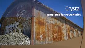  Presentation with station - Beautiful theme featuring bogie - old abandoned train station rusty backdrop and a ocean colored foreground