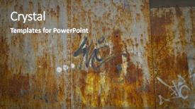  Presentation with old rusty pipe - Colorful slide deck enhanced with bogie - old abandoned train station rusty backdrop and a violet colored foreground