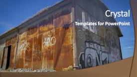  Presentation with old rusty pipe - PPT layouts enhanced with bogie - old abandoned train station rusty background and a ocean colored foreground