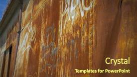  Presentation with old rusty pipe - PPT layouts having bogie - old abandoned train station rusty background and a tawny brown colored foreground