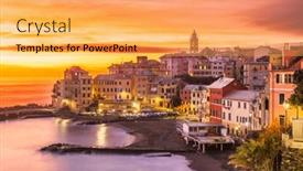  Presentation with skyline - Presentation theme featuring bogliasco-genoa-italy-town-skyline background and a yellow colored foreground