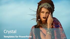  Presentation with beautiful nature - Slide deck with bohemian gypsy - beautiful fashion model posing background and a light blue colored foreground