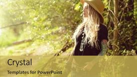  Presentation with magic sunset rays - Cool new PPT layouts with bohemian gypsy - boho style fashion beautiful young backdrop and a yellow colored foreground