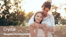  Presentation with mom and newborn - Colorful slide deck enhanced with bohemian gypsy - tween daughter hugging with her backdrop and a coral colored foreground