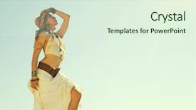  Presentation with african colors - Presentation theme consisting of bohemian gypsy - young beautiful boho style woman background and a sky blue colored foreground