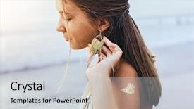  Presentation with teenage girl - Amazing slides having boho earrings over shore backdrop and a light gray colored foreground