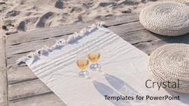  Presentation with romantic beach - Amazing presentation theme having boho-eco-styled-beach-essentials backdrop and a lemonade colored foreground