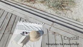  Presentation with book glasses - Colorful PPT theme enhanced with boho-eco-styled-beach-essentials backdrop and a light gray colored foreground