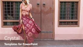  Presentation with maxi - Presentation theme having boho-girl-in-maxi-skirt background and a violet colored foreground