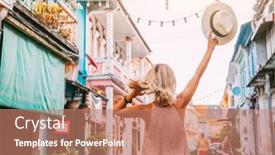  Presentation with thailand - Cool new PPT layouts with boho-girl-walking backdrop and a coral colored foreground