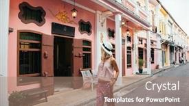  Presentation with thailand - Slide deck enhanced with boho-girl-walking background and a coral colored foreground
