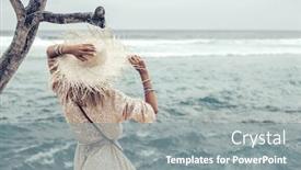  Presentation with beach bag - Colorful theme enhanced with boho-styled-model-wearing-dress backdrop and a gray colored foreground