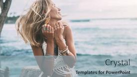  Presentation with crochet - Slides enhanced with boho-styled-model-wearing-white background and a light blue colored foreground