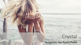  Presentation with crochet - Presentation theme with boho-styled-model-wearing-white background and a light gray colored foreground