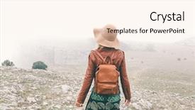  Presentation with fall mountains - Slide deck consisting of boho woman wearing hat background and a cream colored foreground
