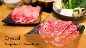  Presentation with japanese food - Audience pleasing slides consisting of boil food japanese hot pot backdrop and a gold colored foreground