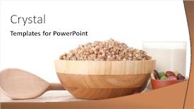  Presentation with white milk - Colorful PPT layouts enhanced with boiled buckwheat in a wooden bowl with a glass of milk on wooden table isolated on white backdrop and a white colored foreground