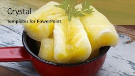  Presentation with cassava - PPT theme enhanced with boiled cassava background and a yellow colored foreground