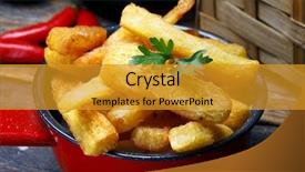  Presentation with cassava - Theme having boiled cassava background and a gold colored foreground