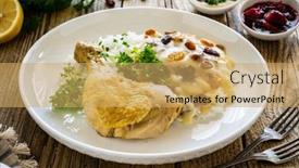  Presentation with rice - Presentation featuring boiled-chicken-thigh-with-white background and a yellow colored foreground