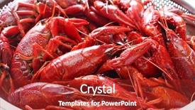  Presentation with party - Beautiful presentation design featuring boiled crawfish clayfish party backdrop and a crimson colored foreground