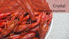  Presentation with red boiled crawfish food - Colorful PPT theme enhanced with boiled crawfish viewed from above backdrop and a red colored foreground
